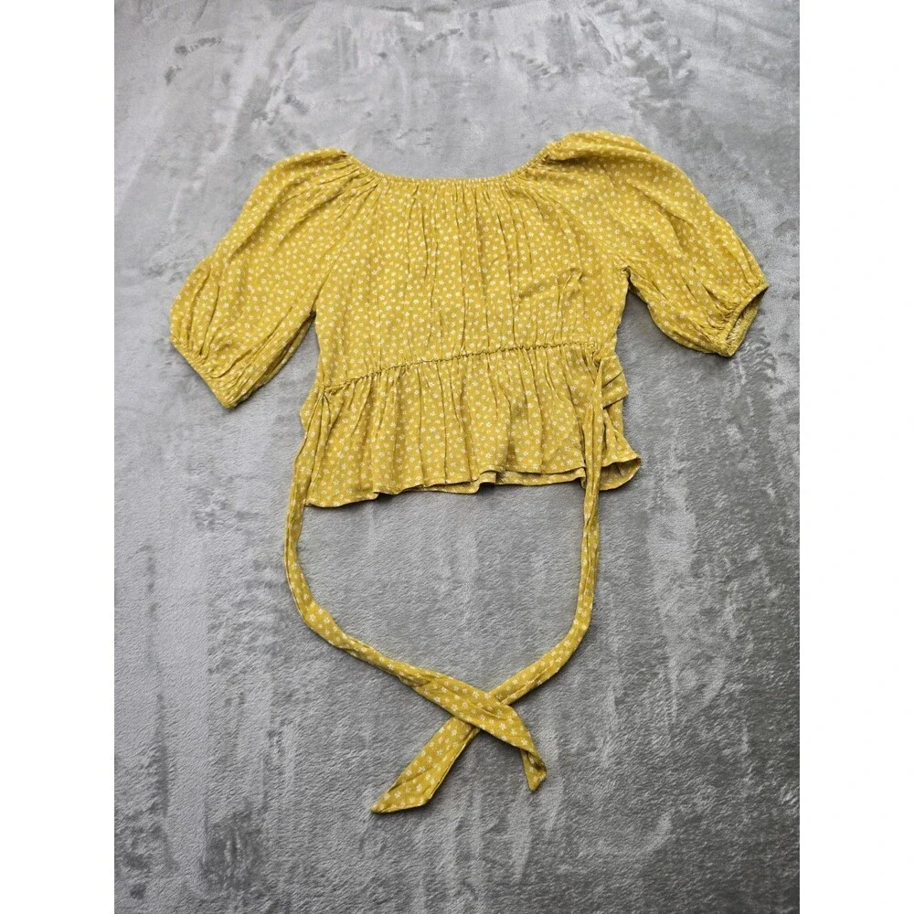NWT Speechless Kids Girls Yellow Floral Top Size XL Fits Medium Puff Sleeve...